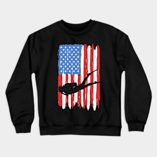 American Flag Diving Graphic Crewneck Sweatshirt